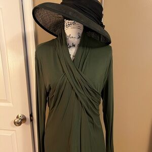 New Halston Wrap Style Long Sleeve Sweater ~ Green~  Large